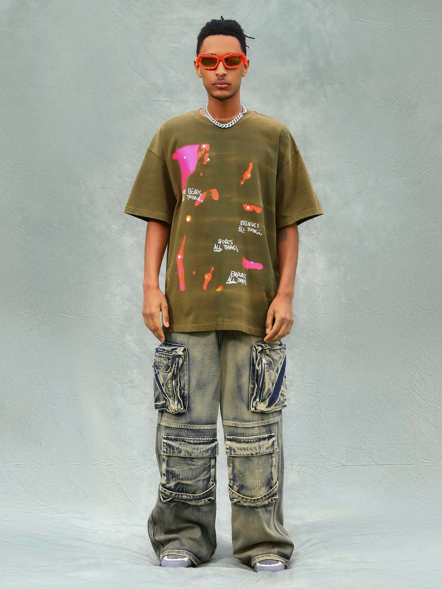 Abstract Washed T-shirt for Gen Z: Y2K Streetwear Style