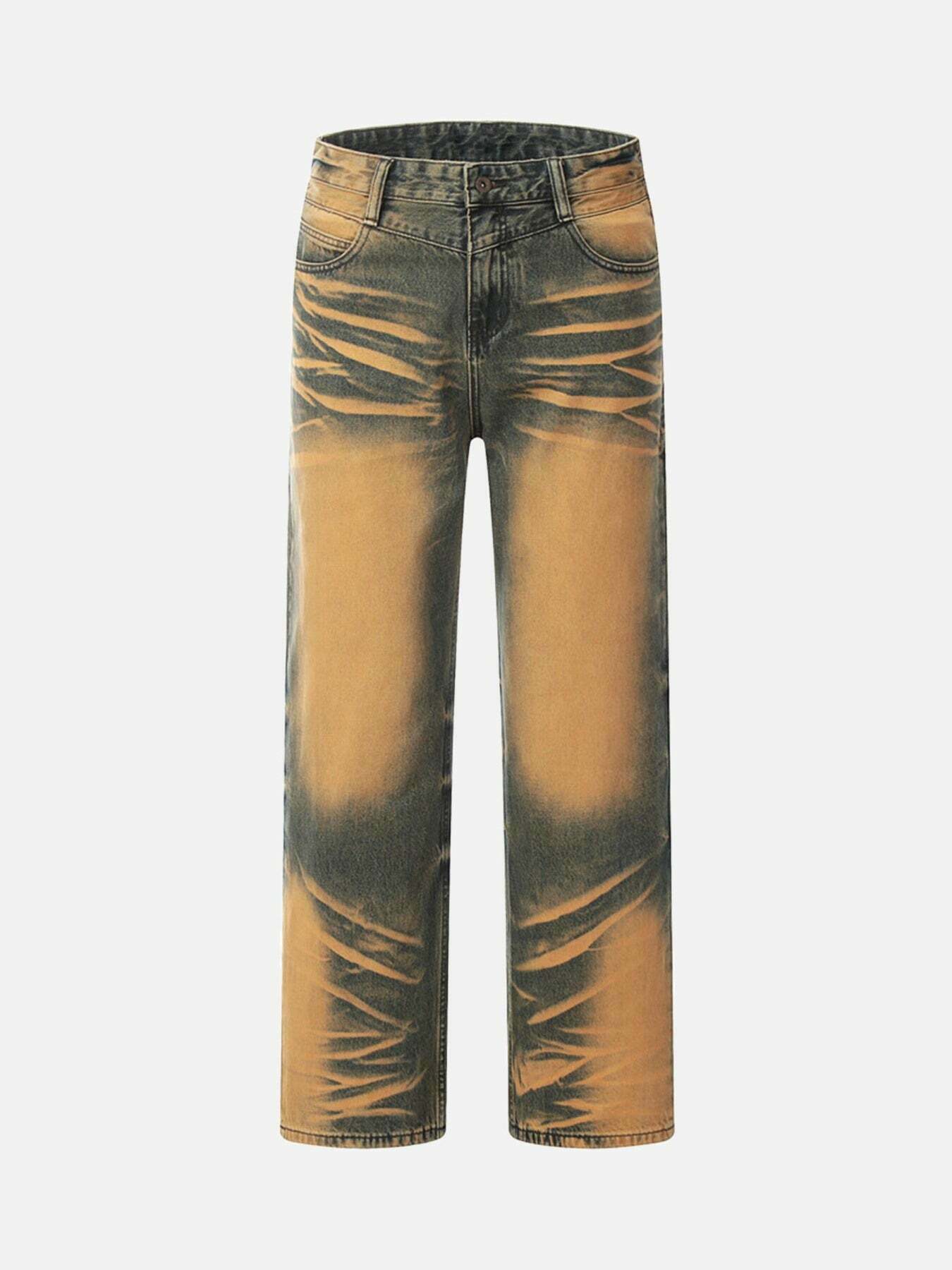 Airbrushed Colorblocked Wide Leg Jeans for Gen Z Streetwear Fashion