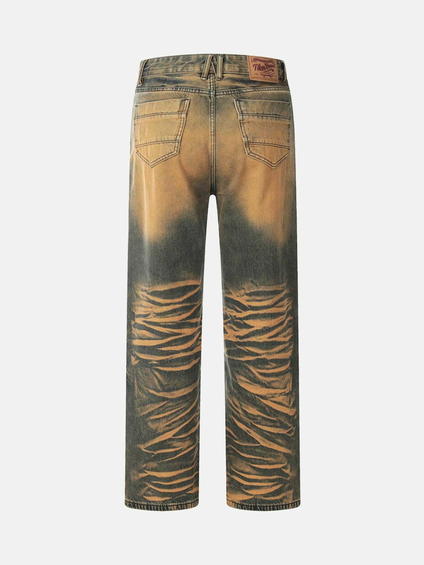 Airbrushed Colorblocked Wide Leg Jeans for Gen Z Streetwear Fashion