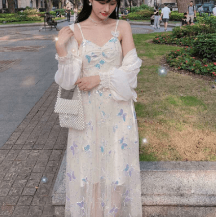 Alight Butterfly Fairycore Dress & Cardigan Set - Gen Z K-POP Streetwear Y2K