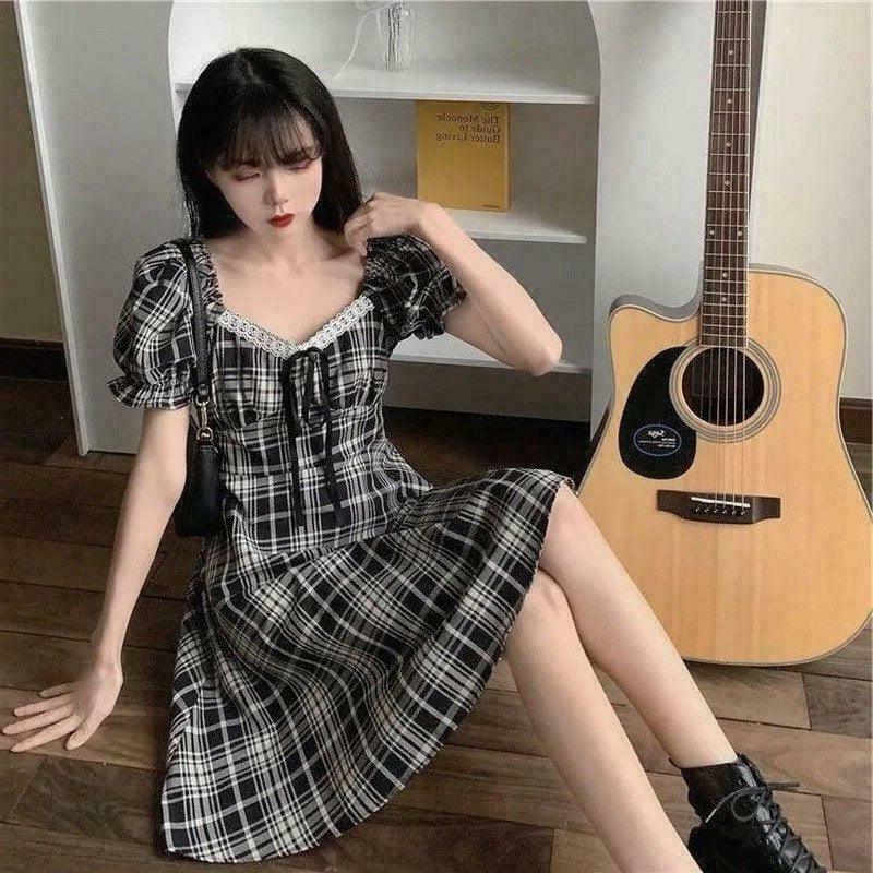 Allegra Dark Fairycore Dress | Gen Z K-POP Streetwear Y2K Fashion