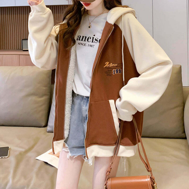 Arctic Fleece Oversized Cardigan: Gen Z K-POP Streetwear Y2K Style