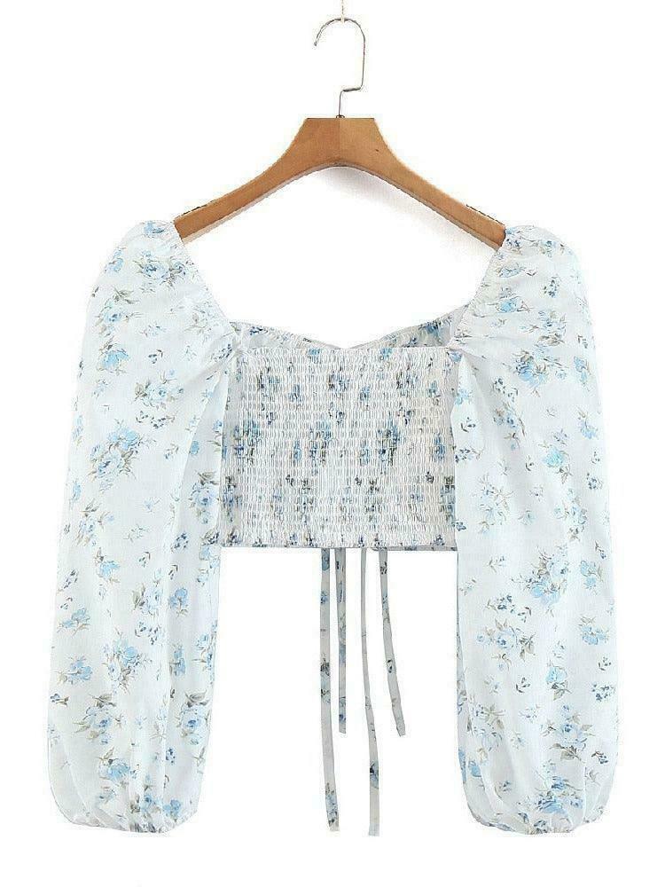 Blue Rose Kawaii Fairycore Princess Top for Gen Z Streetwear