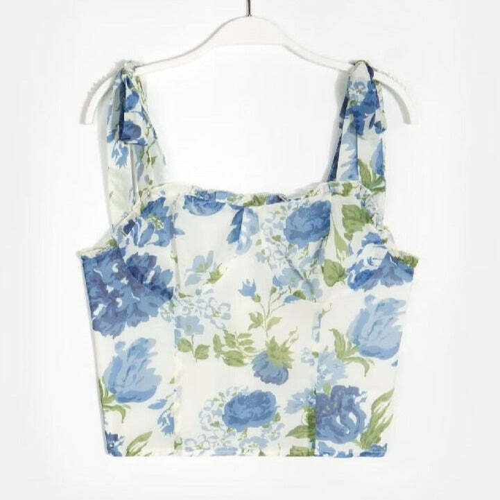 Bluebell Cottagecore Fairycore Corset Top for Gen Z K-POP Streetwear