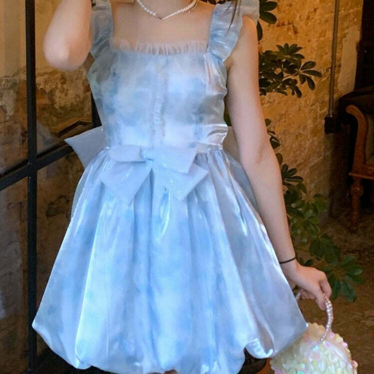 Blueberry Sorbet Fairycore Kawaii Dress for Gen Z and K-POP Fashion