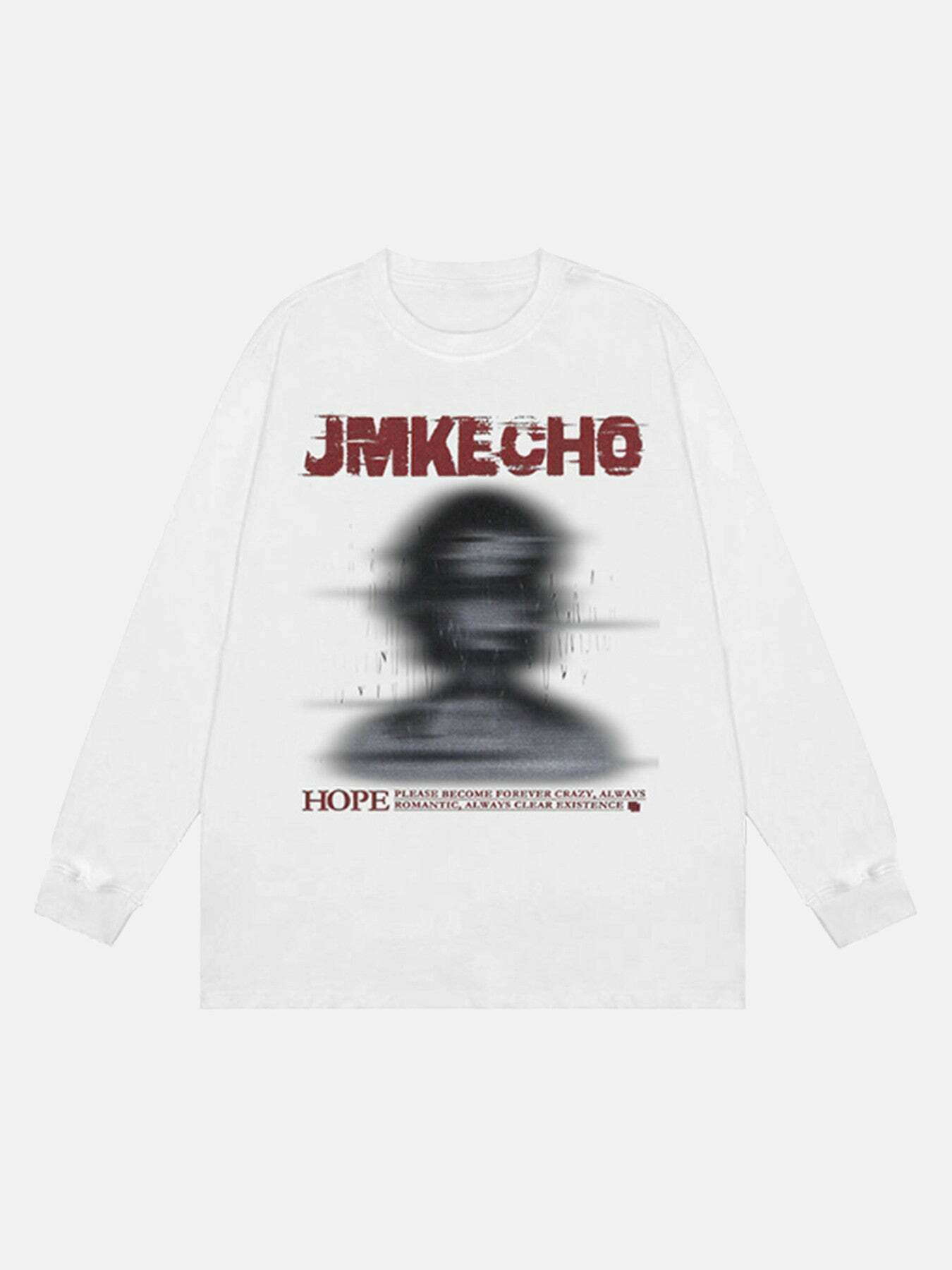 Blurred Silhouette Print Long Sleeve Tee for Gen Z Streetwear