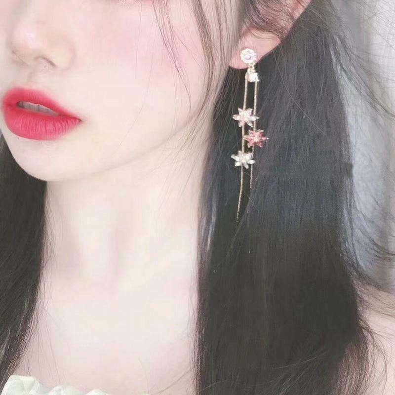 Breeze Pink Blossom Drop Earrings: Gen Z K-POP Streetwear Fashion