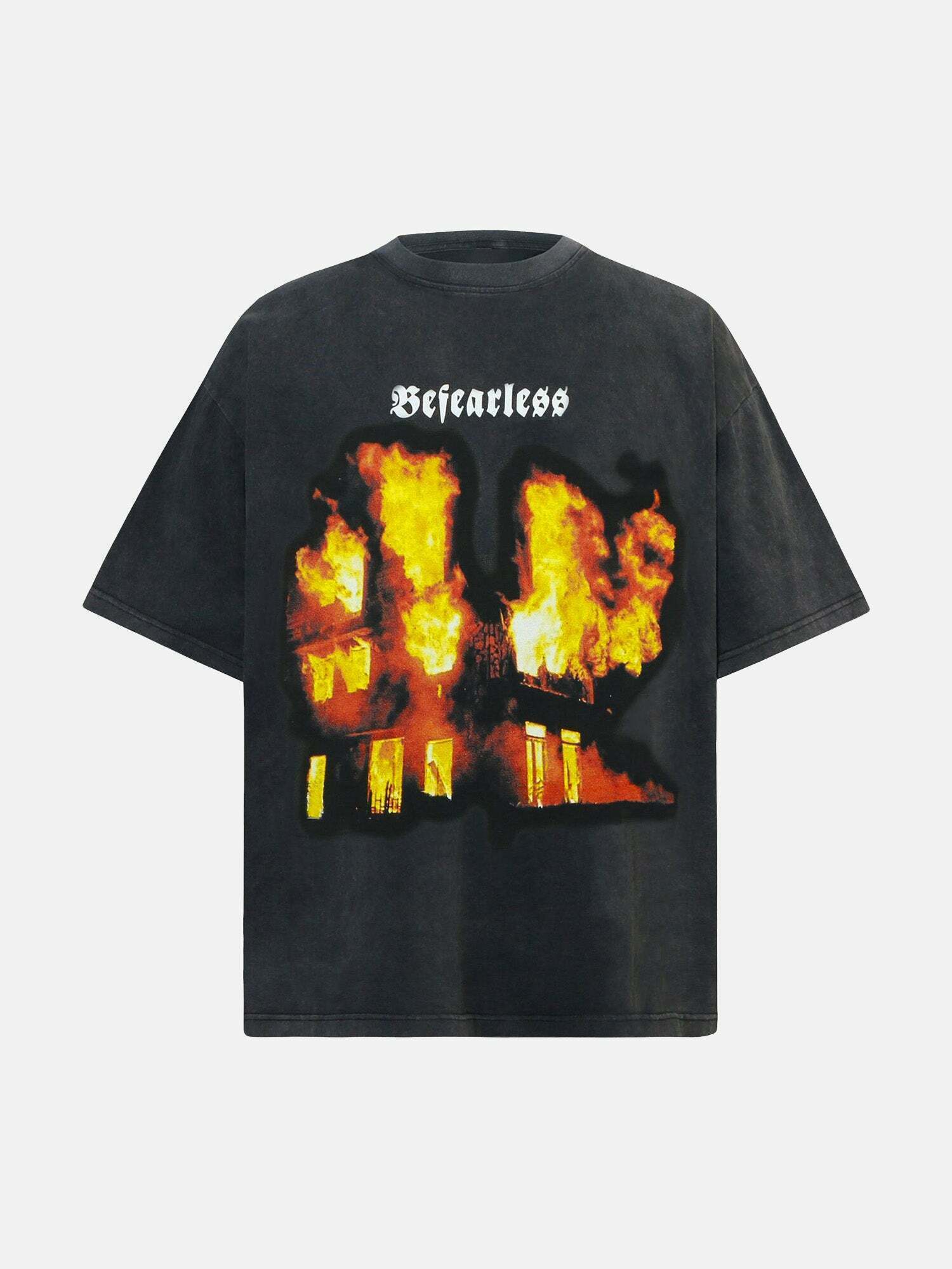 Burning Hip Hop T-shirt: Gen Z K-POP Streetwear for Y2K Style