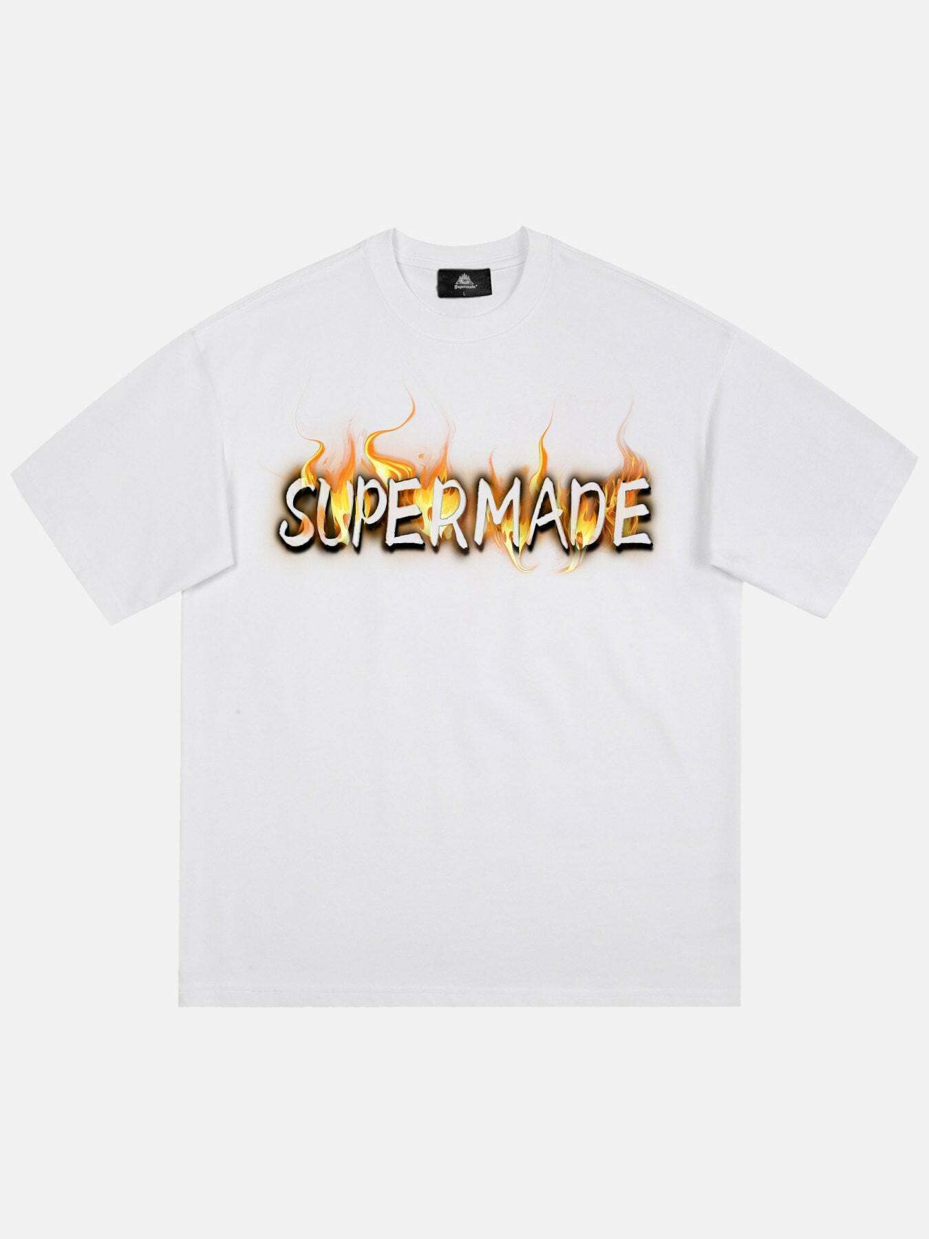 Burning Letters Graphic Tee for Gen Z: K-POP Streetwear & Y2K Fashion