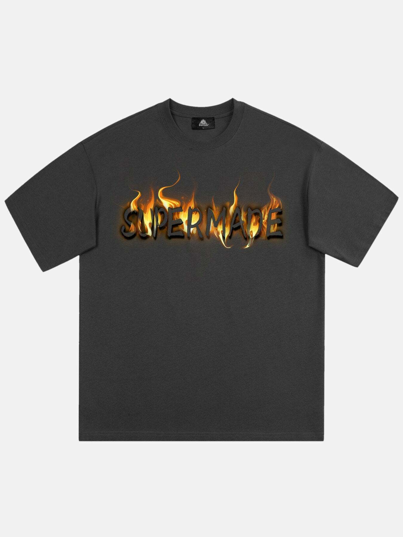 Burning Letters Graphic Tee for Gen Z: K-POP Streetwear & Y2K Fashion