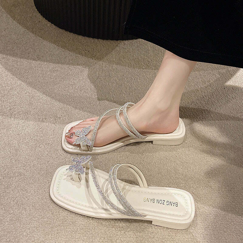 Butterfly Slip-On Sandals: Gen Z K-POP Streetwear Y2K Style