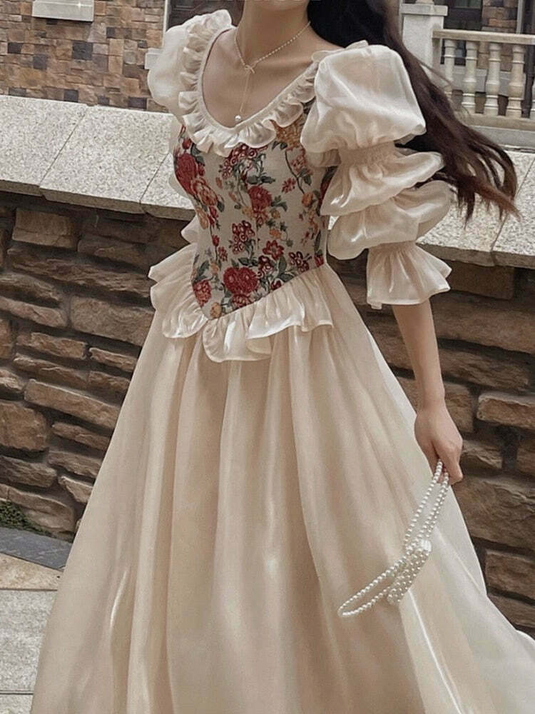 Castle Romance: Dreamy Cottagecore Princess Dress for Gen Z & K-POP Fashion