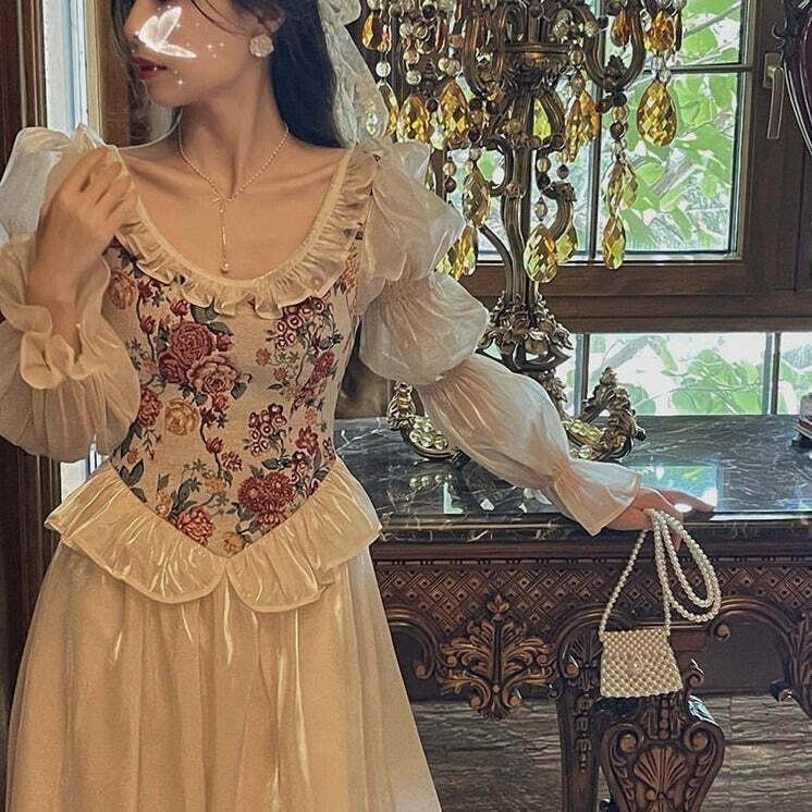 Castle Romance: Dreamy Cottagecore Princess Dress for Gen Z & K-POP Fashion