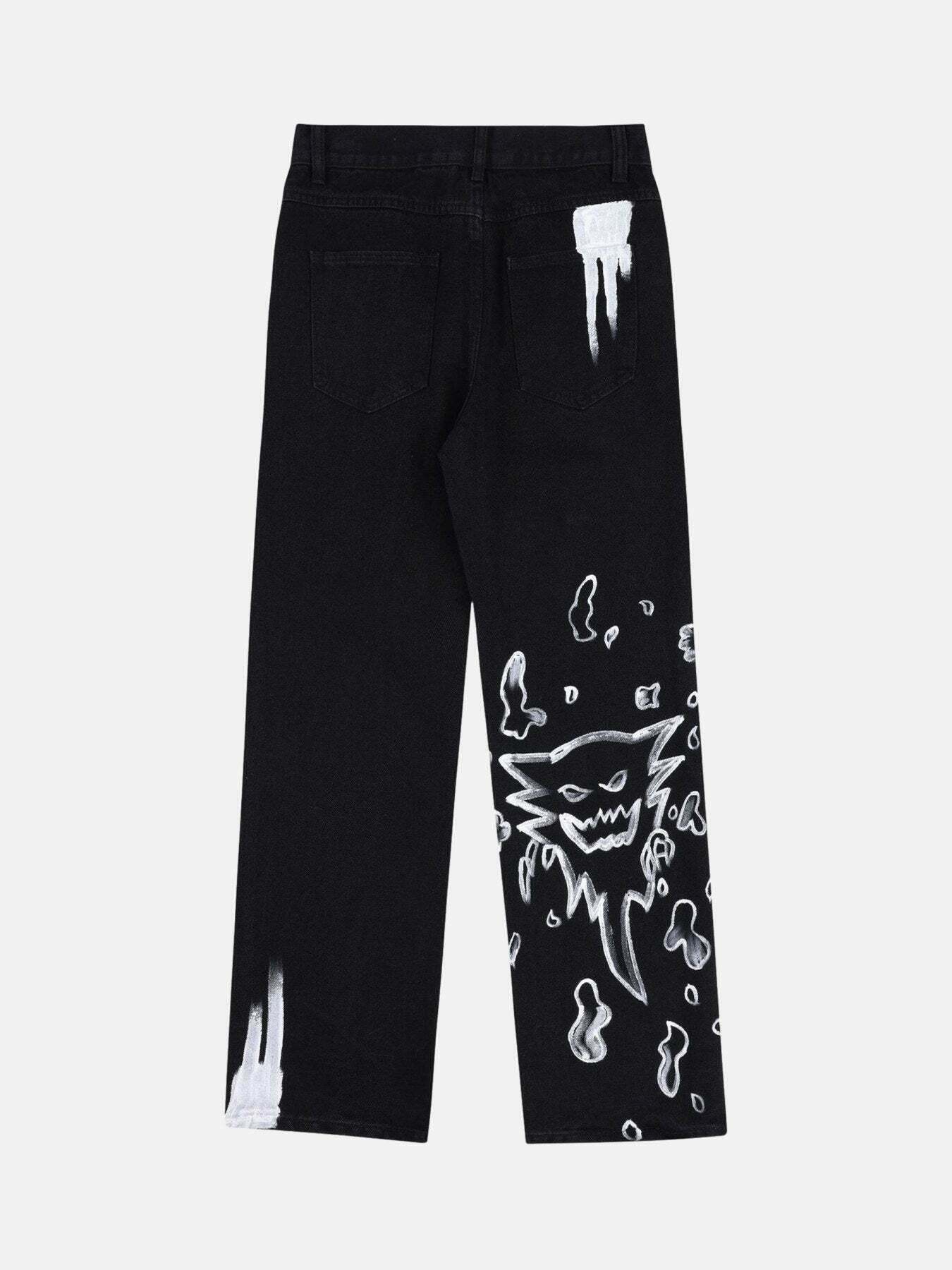 Centipede Skull Print Stretch Pants for Gen Z Streetwear Fashion