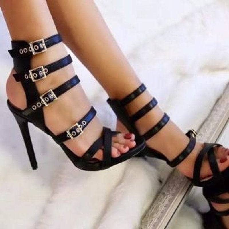 Chic Buckle Strap Square Toe Heels for Gen Z Fashionistas