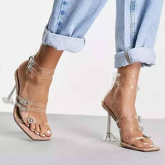 Chic Buckle Strap Square Toe Heels for Gen Z Fashionistas