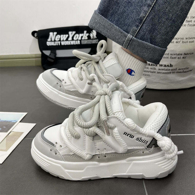 Chunky K-POP Streetwear Sneakers for Gen Z Y2K Fashion