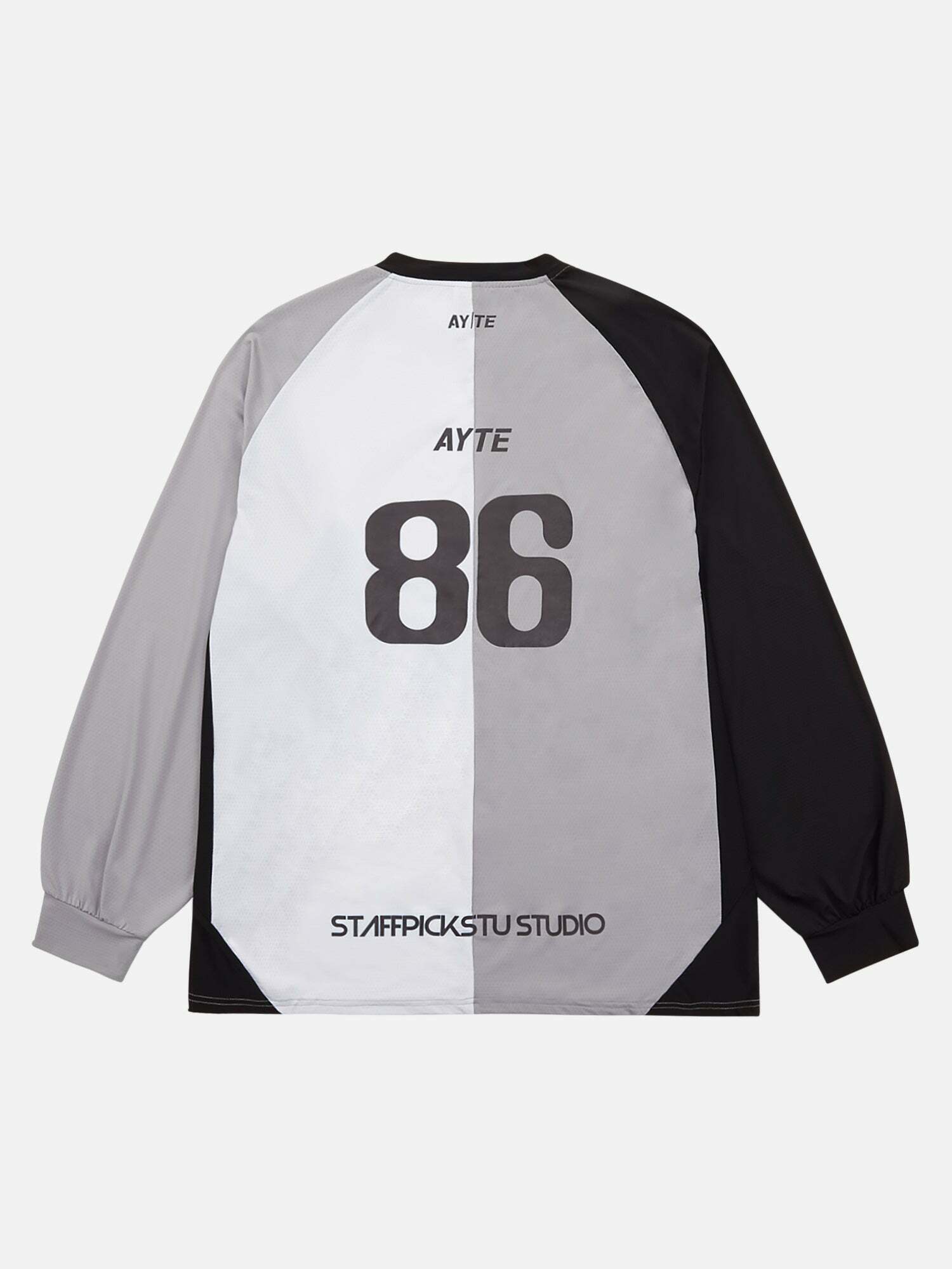 Color Block Long Sleeve Tee: Patchwork, Quick-Dry, Streetwear