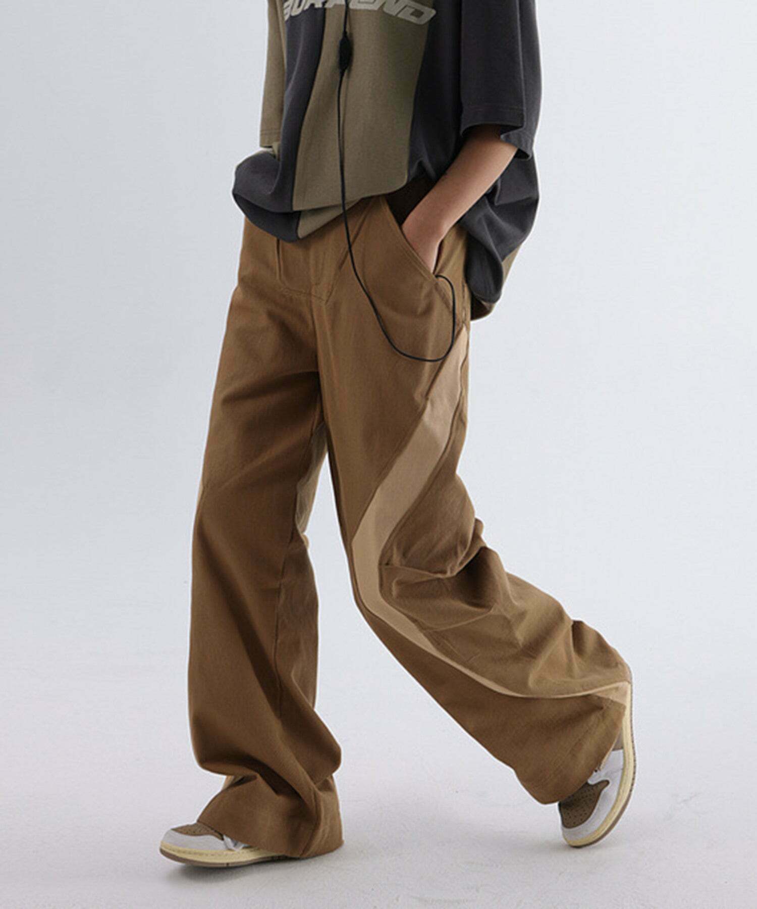 Color Block Patchwork Baggy Pants for Gen Z Streetwear - 1649