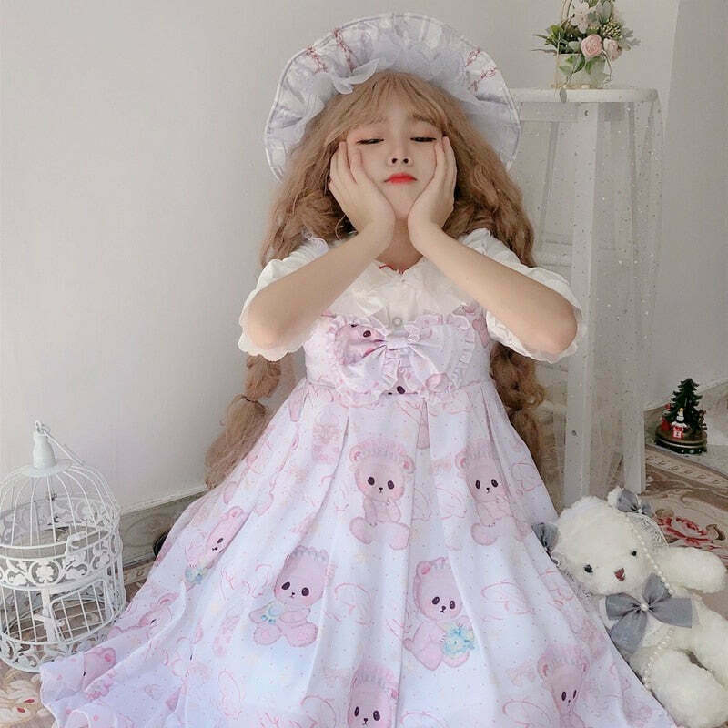 Coquette Cutecore Kawaii Dress for Gen Z Fashion: Baby Bear's Fairycore Princesscore Style