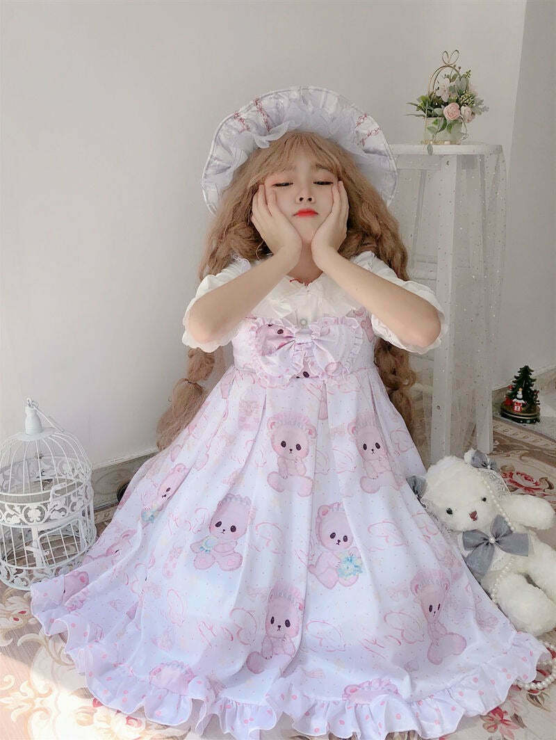 Coquette Cutecore Kawaii Dress for Gen Z Fashion: Baby Bear's Fairycore Princesscore Style