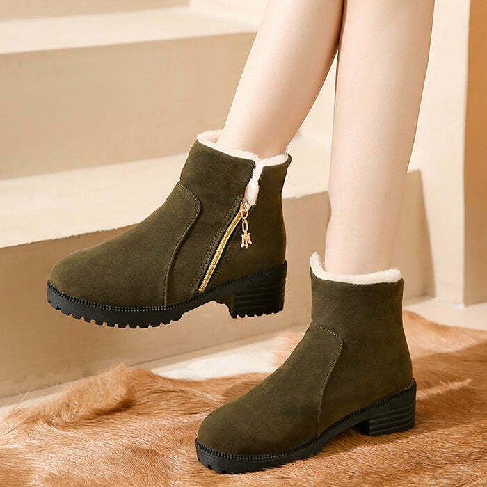 Cotton Flat Heel Snow Boots for Gen Z Fashion: Y2K Streetwear & K-POP