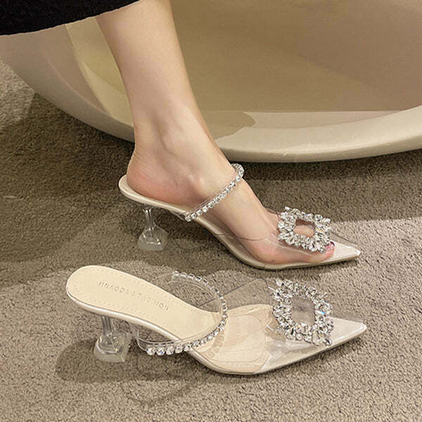 Crystal Clear High-Heel Stiletto Sandals for Gen Z Fashionistas