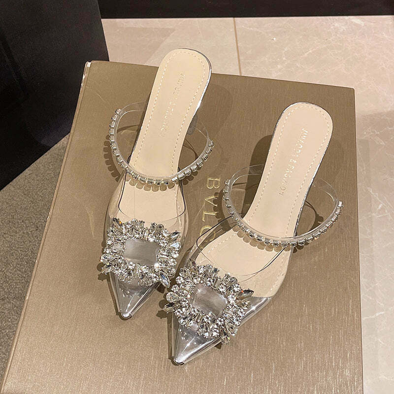 Crystal Clear High-Heel Stiletto Sandals for Gen Z Fashionistas