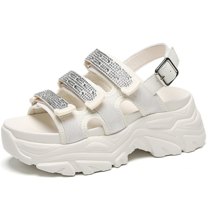 Crystal Platform Sandals: Trendy Gen Z K-POP Streetwear for Y2K Style