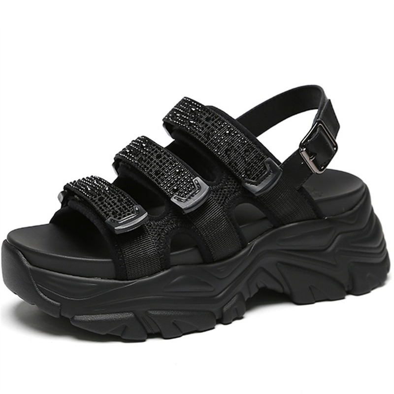 Crystal Platform Sandals: Trendy Gen Z K-POP Streetwear for Y2K Style