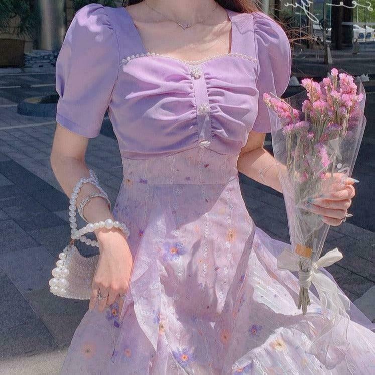 Daisies Pixie Princess Dress: Gen Z K-POP Streetwear Y2K Style