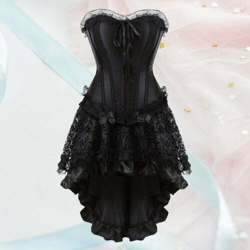 Dark Fairycore Princesscore Corset Dress Set with Skirt