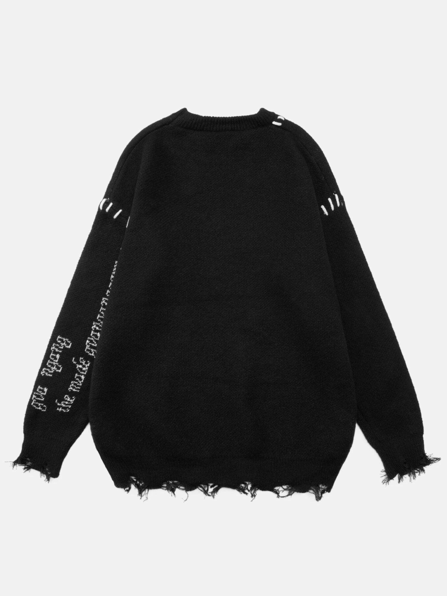 Dark Smiley Face Gen Z Streetwear Sweater - American Vintage