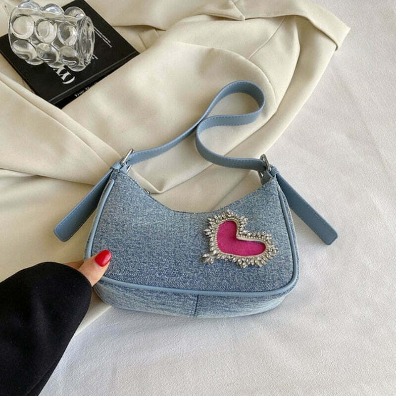 Denim Shoulder Bag: Trendy Gen Z K-POP Streetwear Accessory