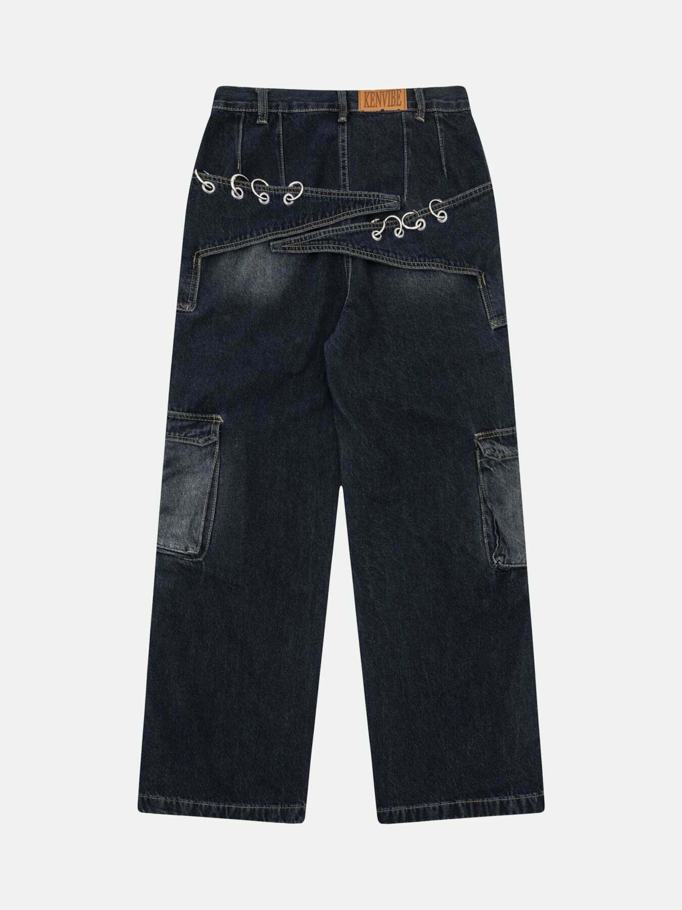 Distressed Cargo Jeans with Metal Accents for Gen Z Streetwear