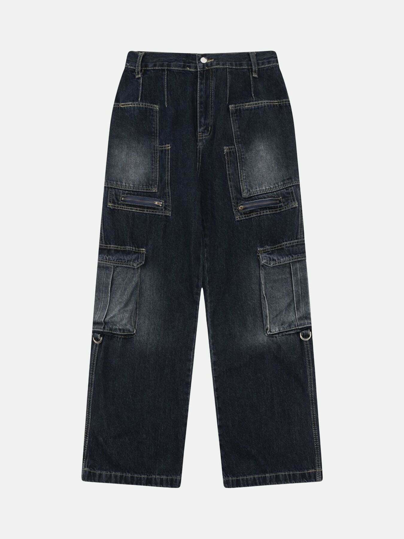 Distressed Cargo Jeans with Metal Accents for Gen Z Streetwear