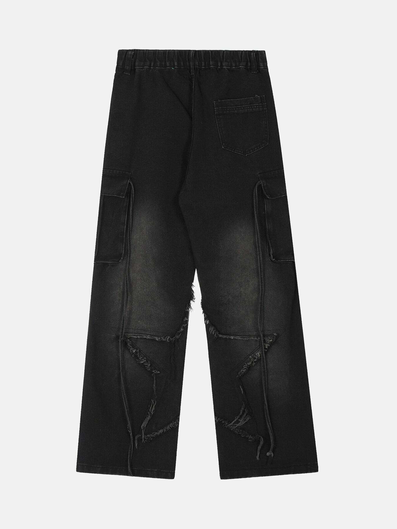 Distressed Star Print Jeans for Gen Z Fashionistas