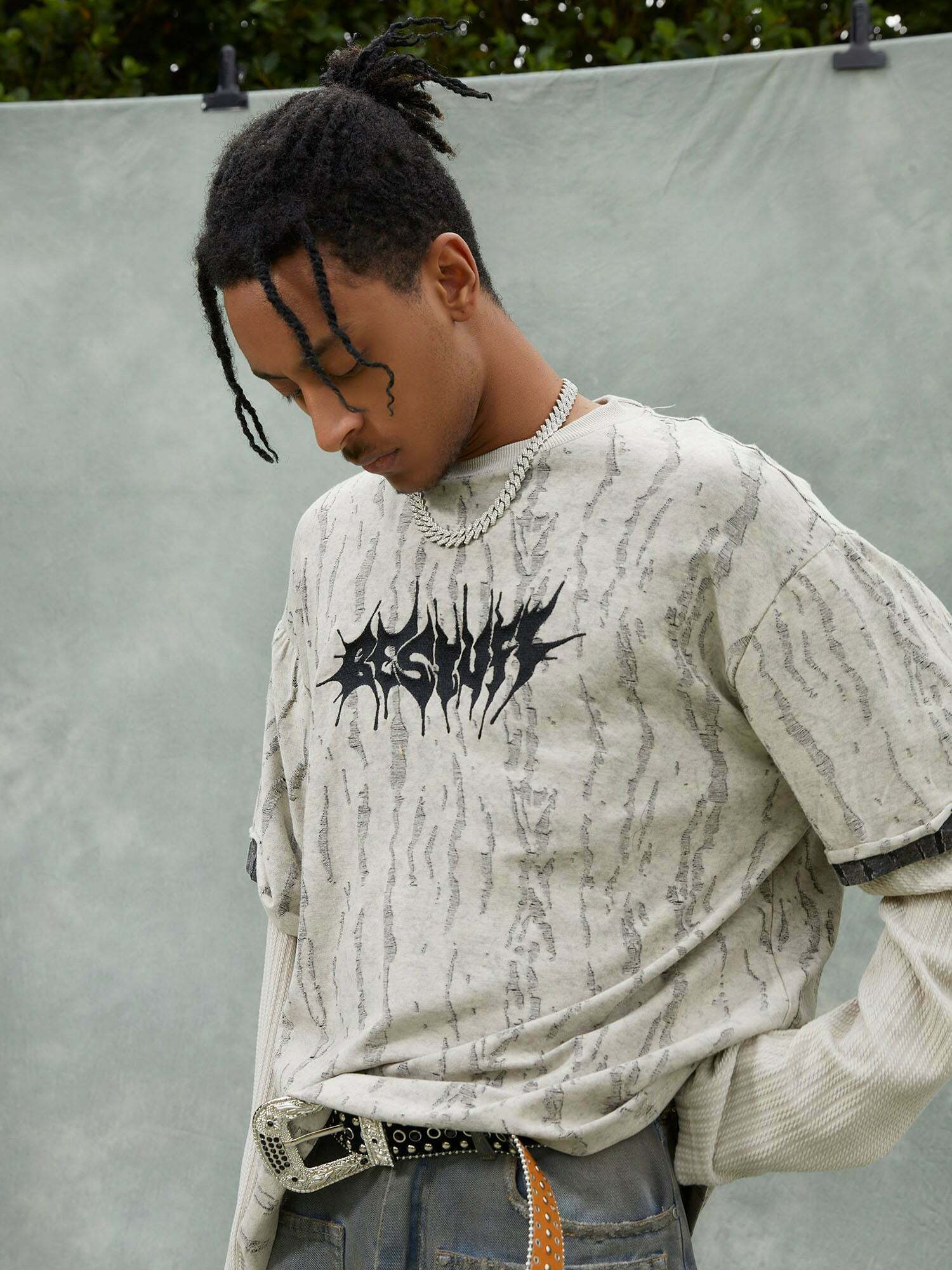 Distressed Textured Woolen T-shirt Set - Gen Z K-POP Streetwear Y2K Fashion