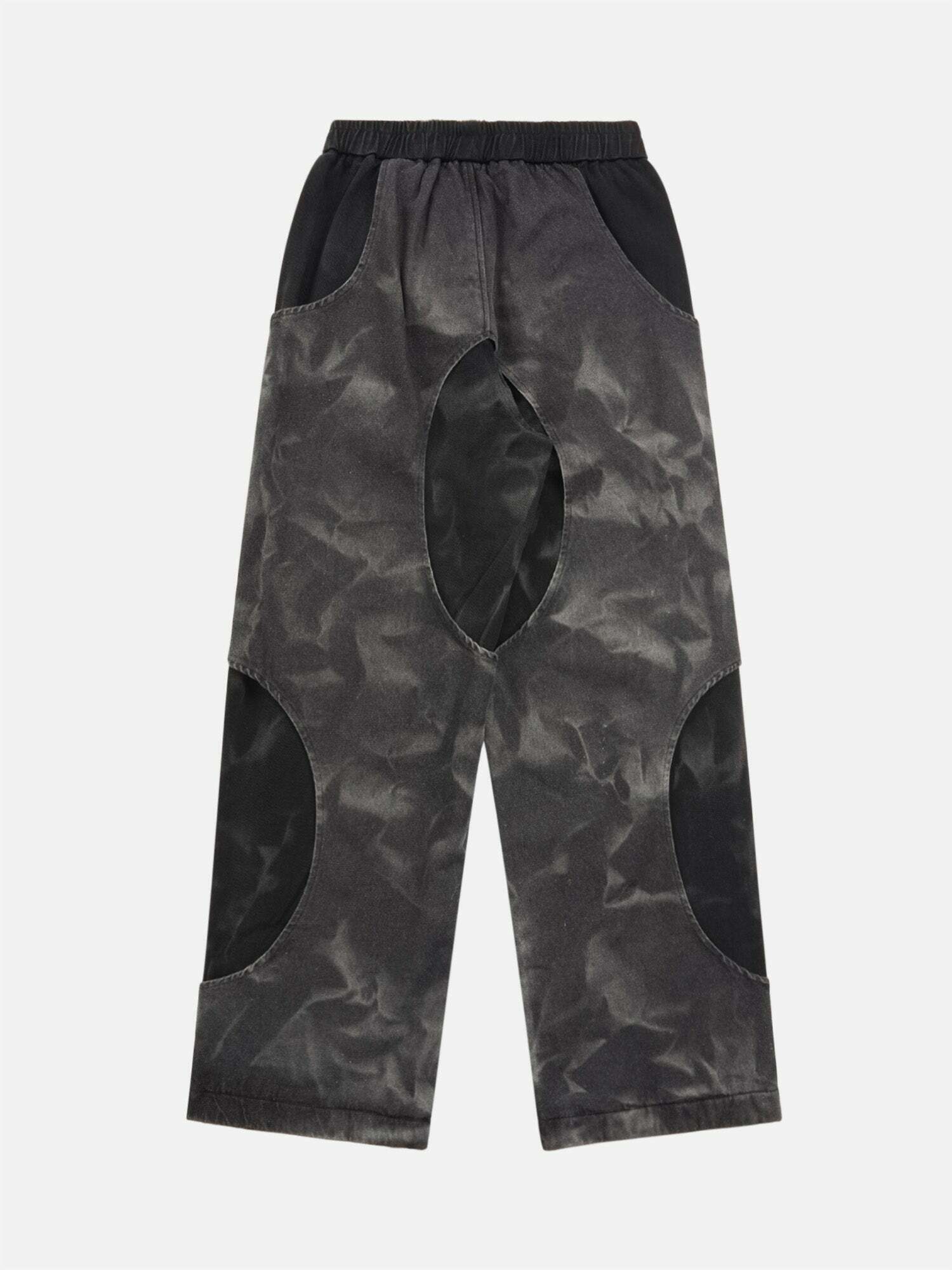 Distressed Tie-dye Cutout Streetwear Sweatpants