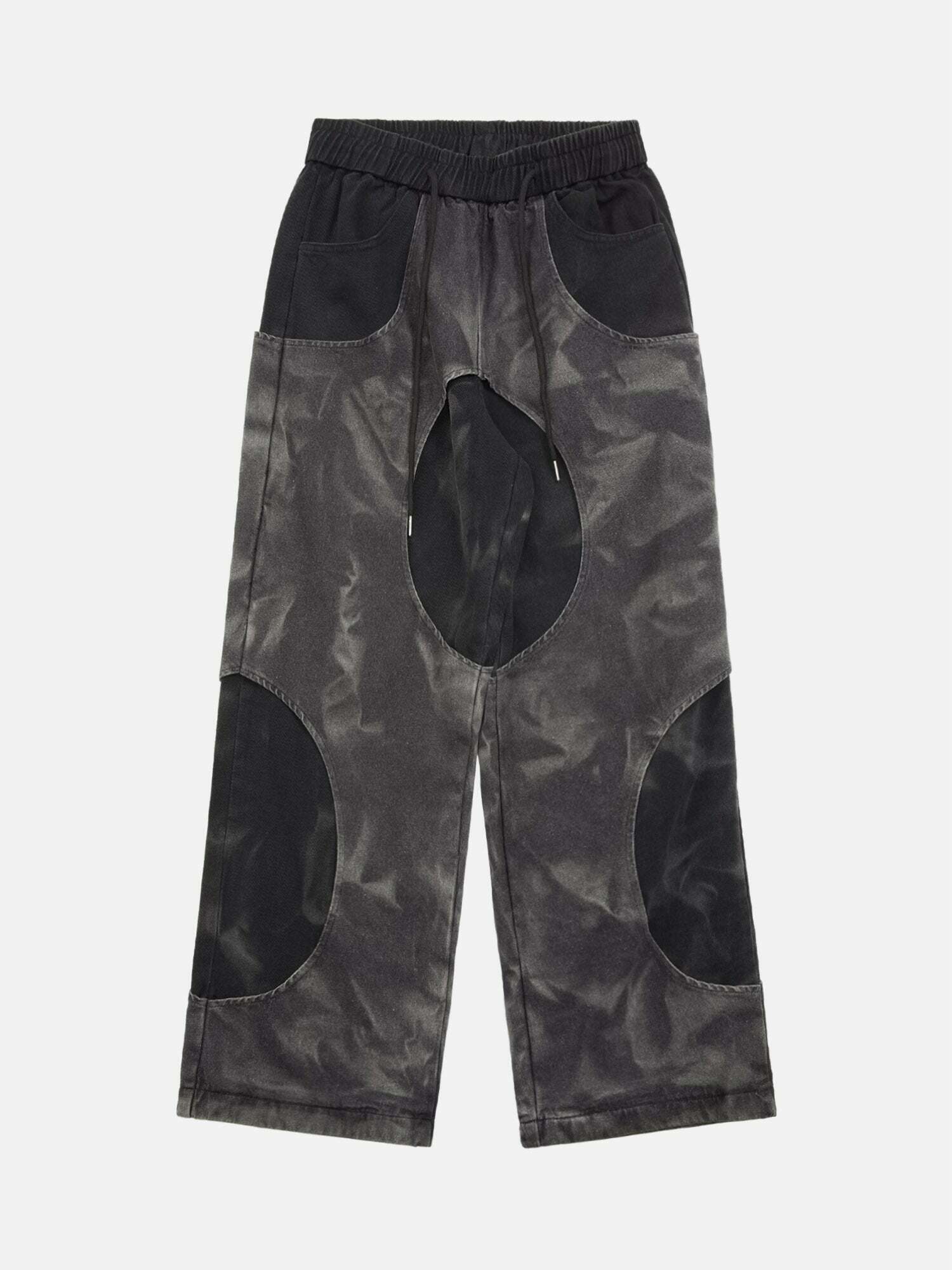 Distressed Tie-dye Cutout Streetwear Sweatpants