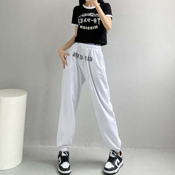 Double Waist Pants with Letter Cropped Top: Gen Z K-POP Streetwear