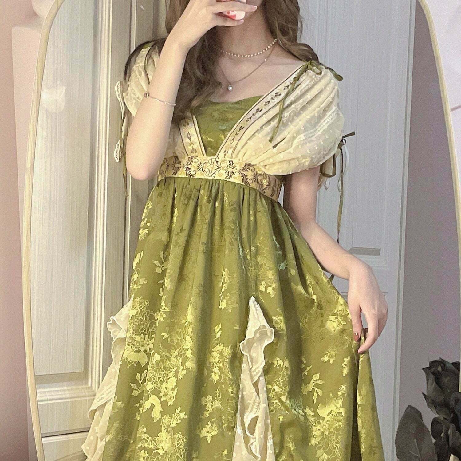 Elven Empress Fairycore Kawaii Dress for Gen Z Streetwear Style