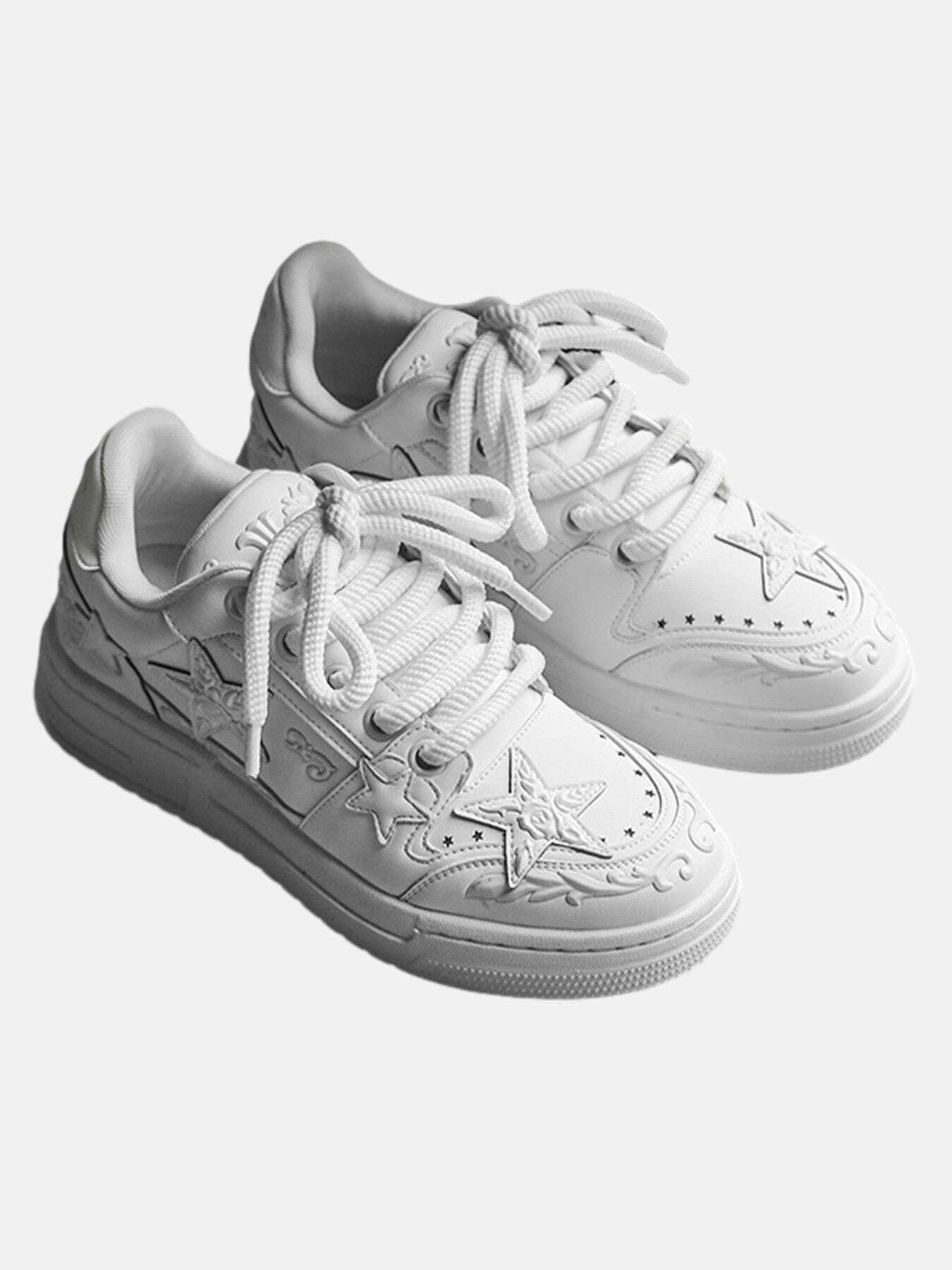 Embossed Star Print Casual Sneakers for Gen Z Streetwear - 1906