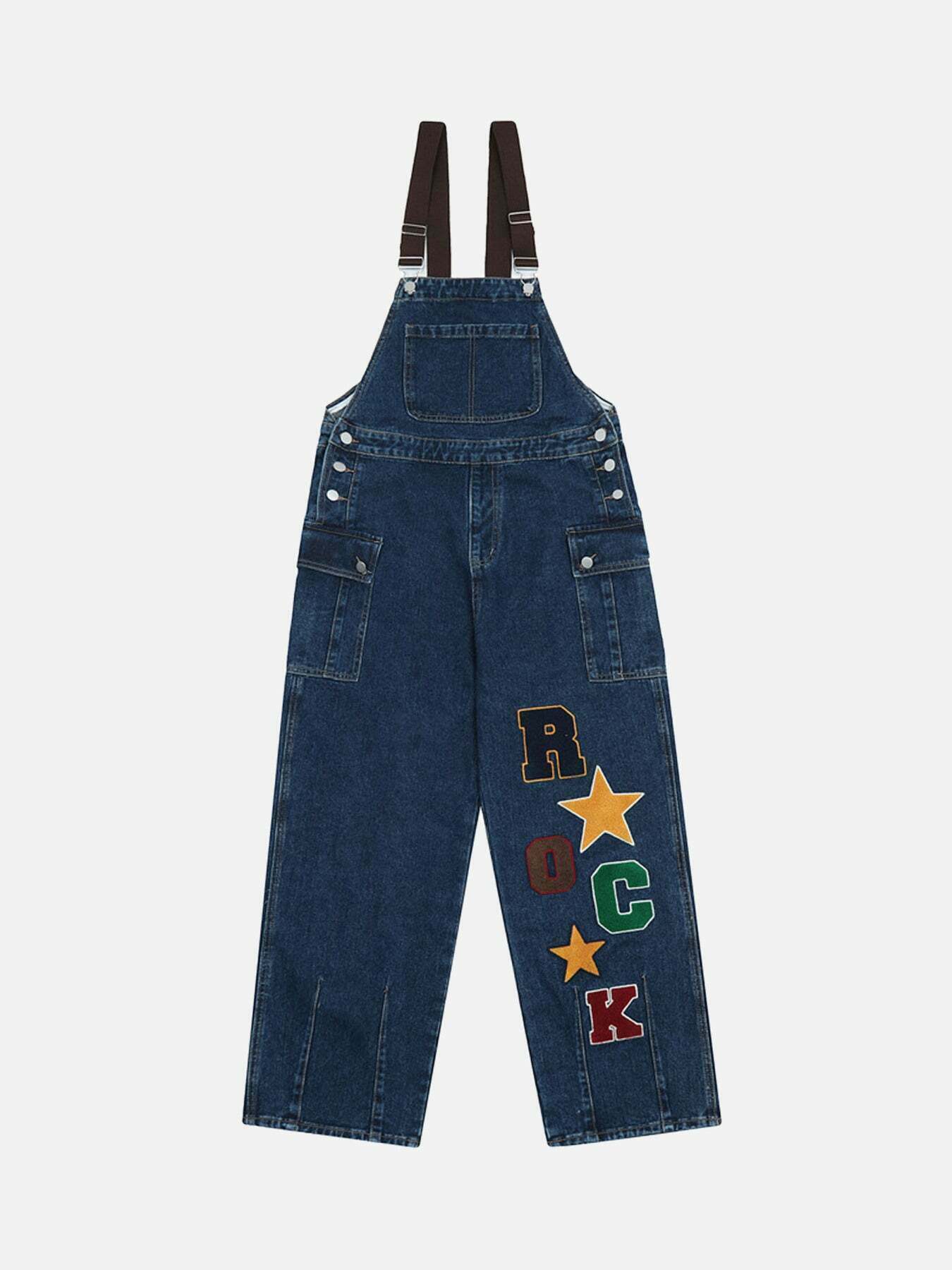 Embroidered Backstrap Jeans: Gen Z K-POP Streetwear & Y2K Style