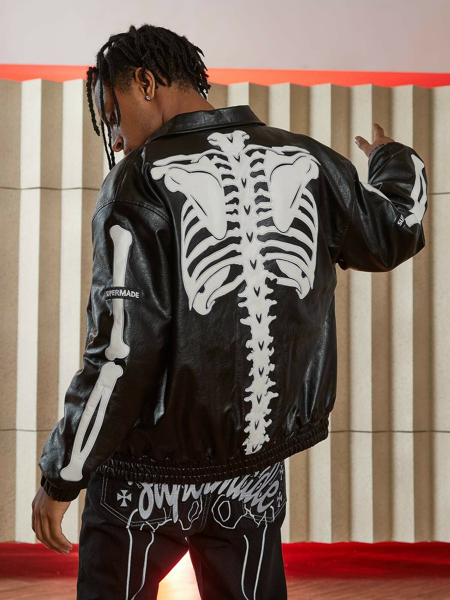 Embroidered Leather Jacket: Hip Hop Streetwear for Gen Z & K-POP Fans