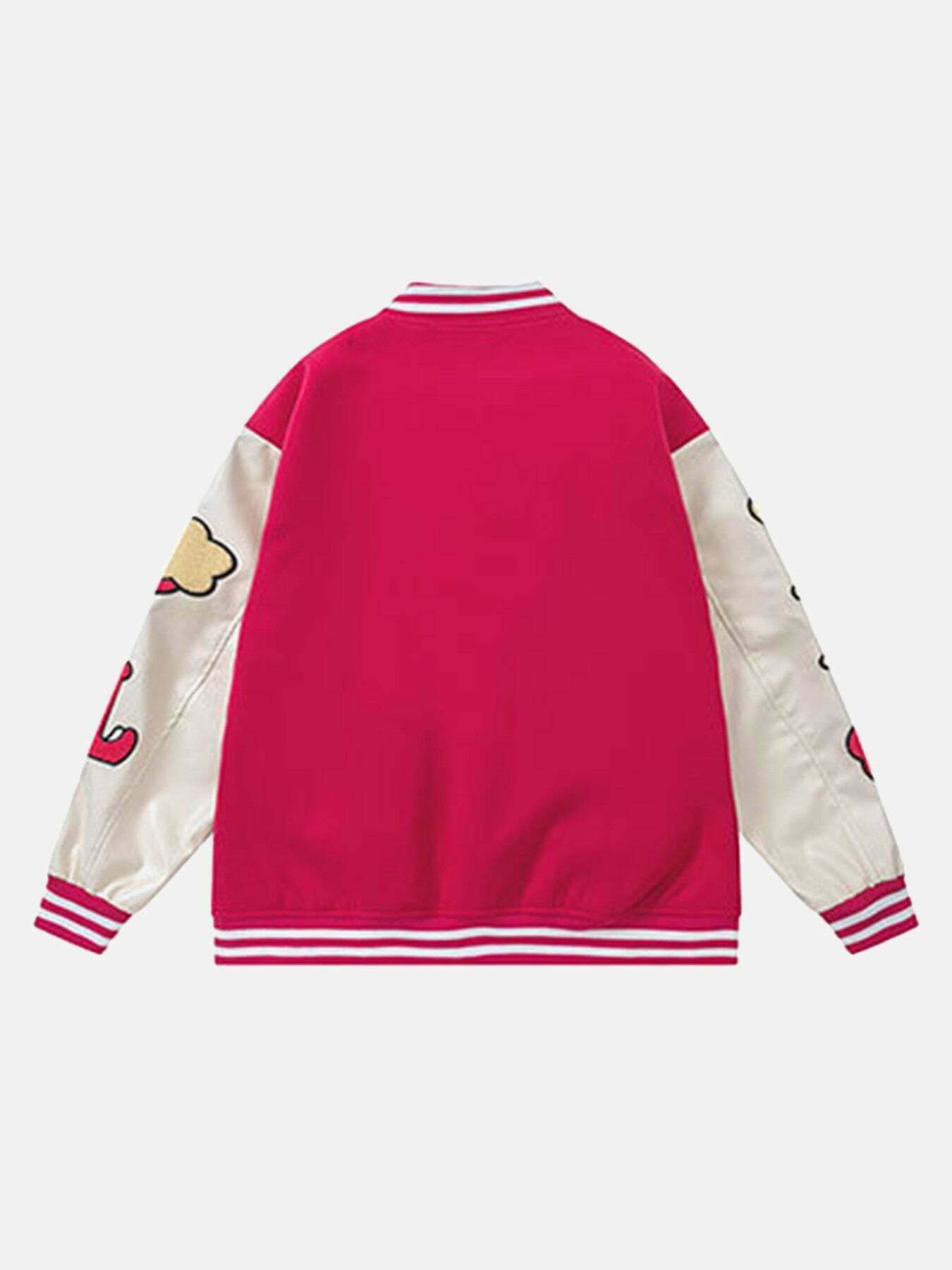 Embroidered Leather Sleeve Jacket: Hip-hop Streetwear for Gen Z and K-POP Fashion