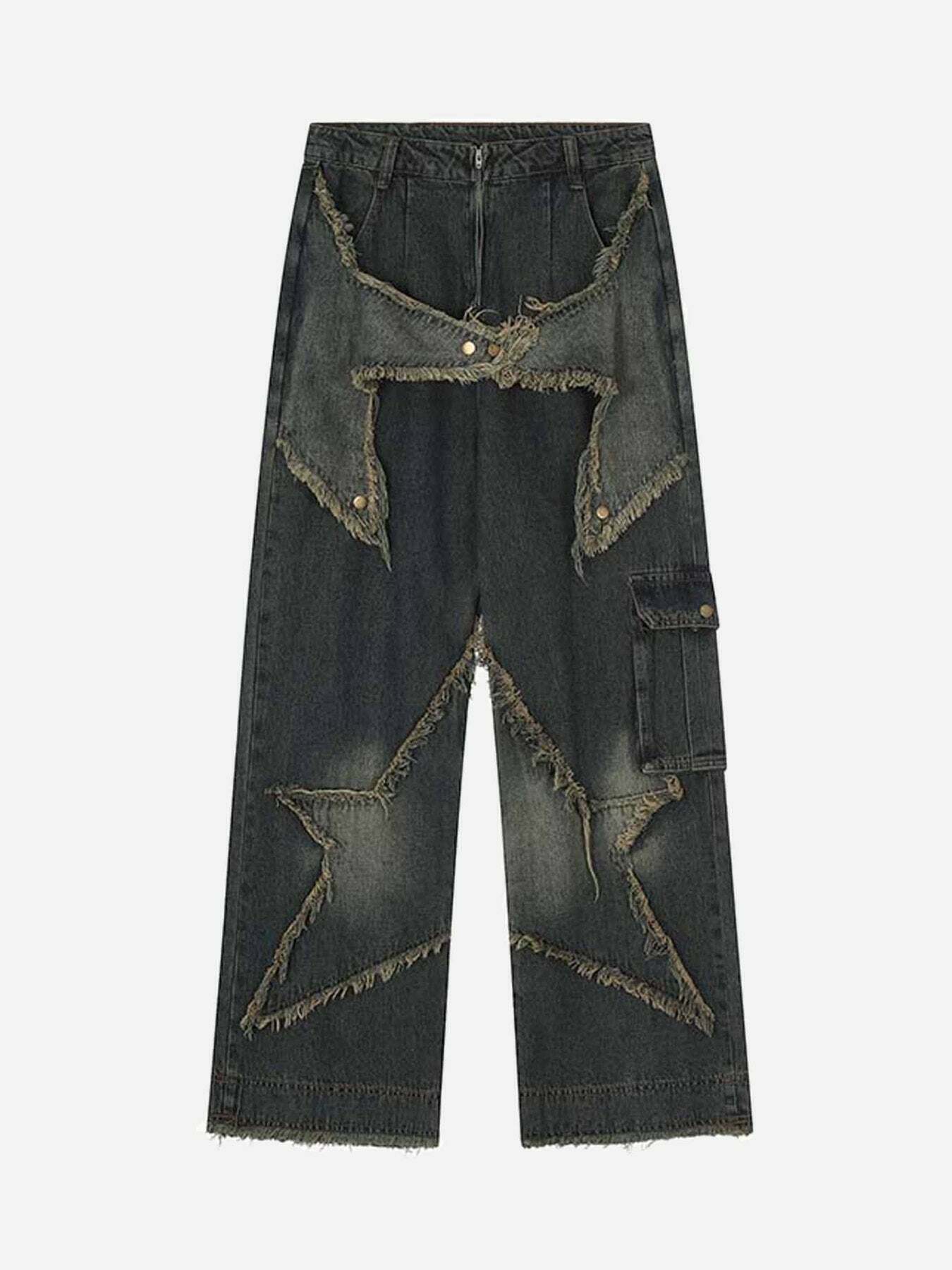 Embroidered Patch Straight-leg Jeans for Gen Z Fashion - Y2K Streetwear