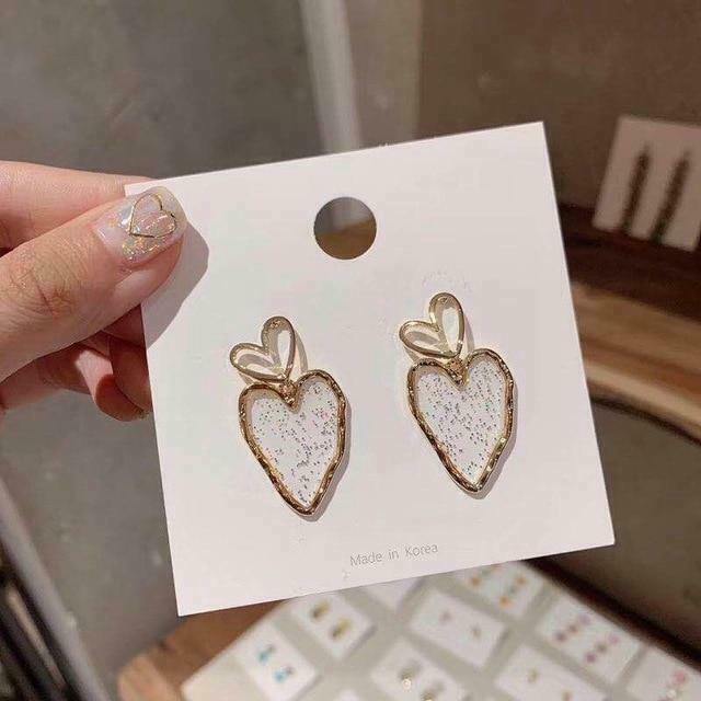 Fairy Glass Heart Earrings: Trendy Gen Z K-POP Streetwear Y2K Style