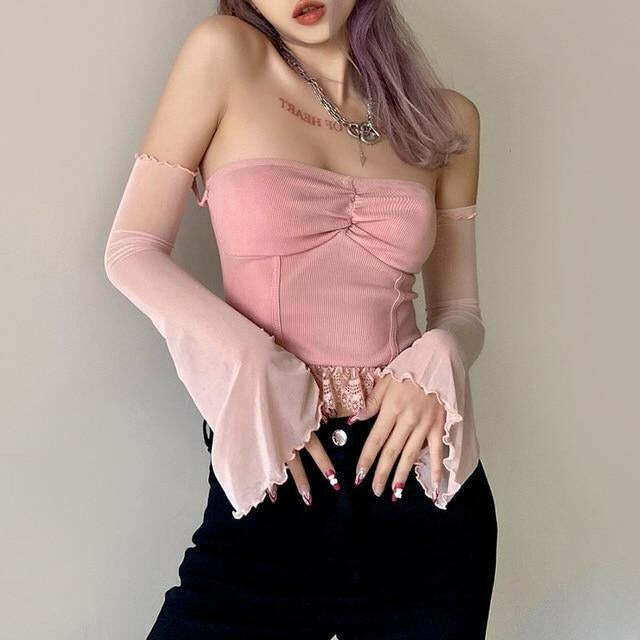 Fairy Queen Sleeve Top: Trendy Gen Z K-POP Streetwear for Y2K Fashion