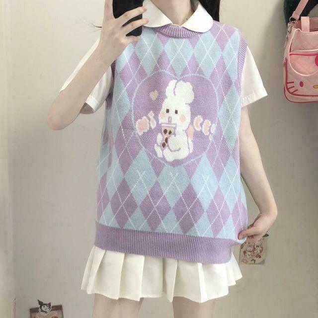 Fairycore Boba Bunny Y2K Streetwear Vest Top for Gen Z Fashion